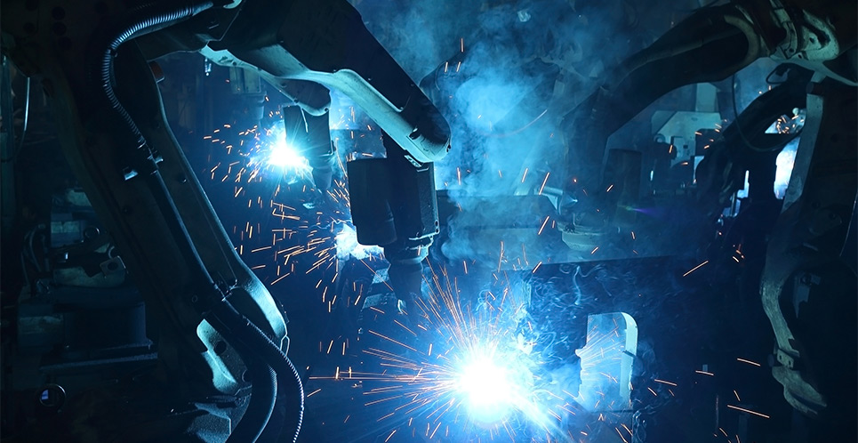Manufacturing robots welding.