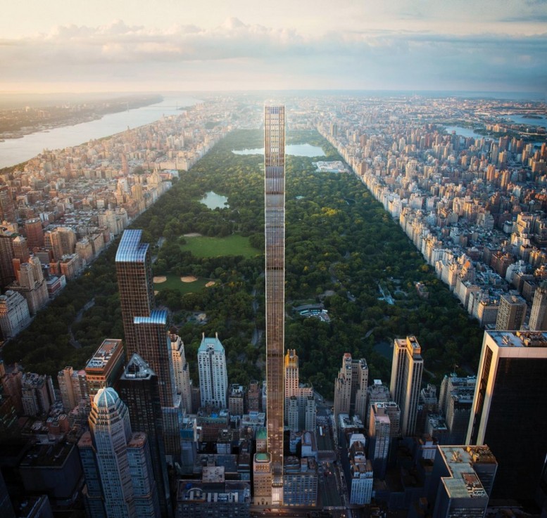 Architectural rendering of a tower overlooking Central Park in New York City.