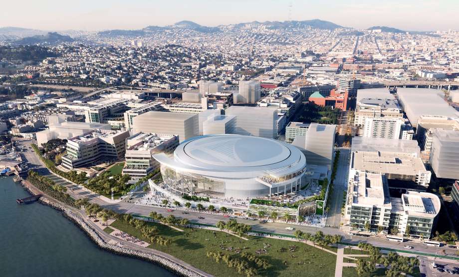 Architectural rendering of proposed Chase Center in San Francisco, California.